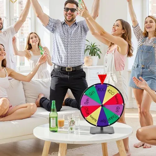 VEVOR Glücksrad Drehrad (305 mm) 10 Slots Glücksrad mit Ständer, Lotteriespiele Gewinn-Roulette mit Tafelschwamm & 2 Markern, 6 Farben, Spinning Prize Wheel ideal für Party Kneipe Messe – Bild 7