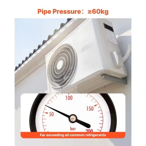 VEVOR Kältemittelleitung 30,48 m, Kupferleitung 6,4 & 9,5 mm Außendurchmesser, PE-isolierte Spule mit Bördelmuttern, Umreifungsbänder, für Mini-Split-Klimaanlage, HVAC oder Wärmepumpensystem – Bild 2