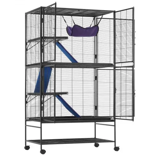 VEVOR 64,6" rollender Frettchenkäfig aus Metall, großer 4-stöckiger Critter Nation-Käfig, Kleintierkäfig mit Rampen und Tablett, einfach aufzubauen für Hausratten, Hamster, Meerschweinchen, Chinchillas, Eichhörnchen, Igel, Hasen – Bild 10
