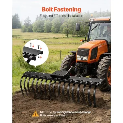 VEVOR Ersatzzinken für Rasentraktor Heuharke, 6er-Pack, Bolzenbefestigung, Steinrechenzinken, ein 11 mm Bolzenloch, hochfester & wärmebehandelter Stahl, Harkenzinken, Ersatzteile für Heurechen – Bild 4
