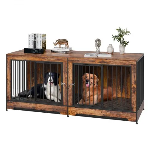 VEVOR Hundekäfig Möbel für 2 Hunde, 1901 x 670 x 824 mm Doppel-Hundebox für große Hunderassen mit Trennwand & Doppeltüren, Hundehaus aus Holz, Beistelltisch für mittelgroße und große Hunde, Braun VEVOR Hundekäfig Möbel für 2 Hunde, 1901 x 670 x 824 mm Doppel-Hundebox für große Hunderassen mit Trennwand & Doppeltüren, Hundehaus aus Holz, Beistelltisch für mittelgroße und große Hunde, Braun