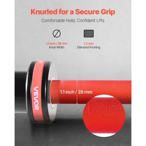 VEVOR Langhantelstange Zugstange 180 cm mit geriffeltem Griff für Krafttraining Gewichtheben Kniebeugen Kreuzheben Bankdrücken, Hantelstange passend für 50 mm Hantelscheiben mit 317,5 kg Tragkraft – Bild 3
