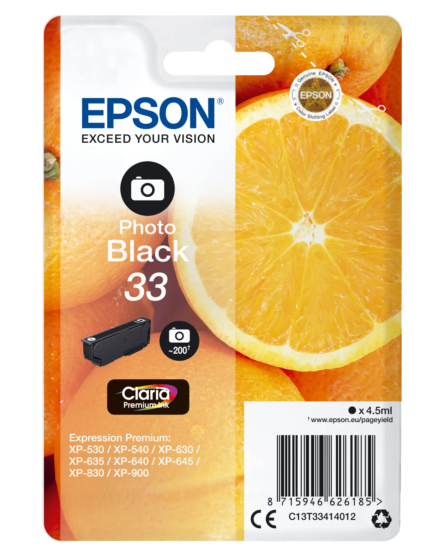 Epson Oranges Singlepack Photo Black 33 Claria Premium Ink Epson Oranges Singlepack Photo Black 33 Claria Premium Ink