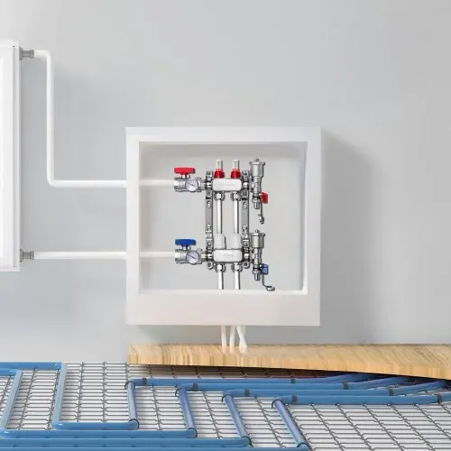 VEVOR 2-Abzweig-Wärmeverteilungsverteiler, 1/2-Zoll-PEX-Rohrverteiler, Edelstahl-PEX-Verteiler für hydronische Fußbodenheizung, Wärmeverteilungs-PEX-Verteilersatz mit 1/2-Zoll-Adaptern im Lieferumfang enthalten – Bild 7