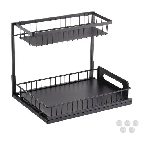 VEVOR Ausziehbarer Spülschrank-Organizer mit 2 Ebenen unter Waschbecken Regal (27x36 cm) Gewürzregal Küchenregal Lagerregal Organizer für Küche Badezimmer 317x394x330 mm (Installationsgröße) – Bild 8