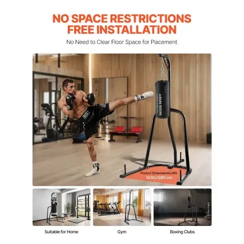 VEVOR Boxsackständer Boxsackhalter Trainingsgerät aus Stahl (65 kg belastbar) freistehendes Sandsackgestell Ständer mit beschwerter Basis, Trainingsgerät für Fitness-Studio – Bild 5