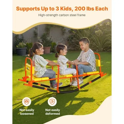 VEVOR Kinderwippe, 90 kg Tragkraft, Schaukelwippe aus Metall mit Griffen, Karussellwippe für Kinder ab 3 Jahren, Gartenwippe für draußen, Rasen, Hinterhof, Spielplatz, 2 Sitze, 1535x490x645 mm – Bild 2