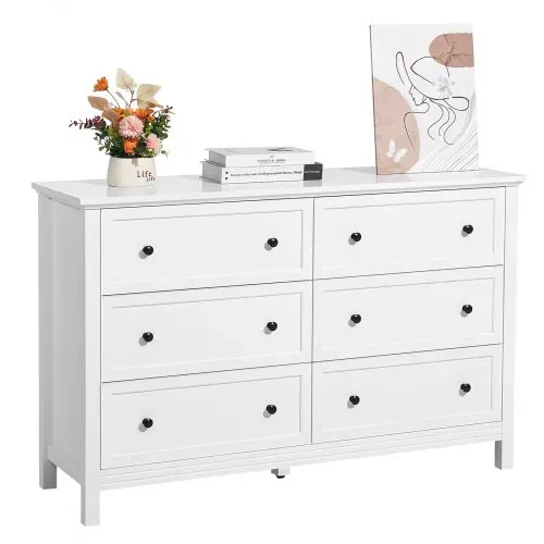 VEVOR Kommode mit 6 Schubladen, Holzkommode mit Schiebe- und Kippschutz, minimalistischer Retro-Schubladenschrank TV-Ständer, Organizer für Wohnzimmer Schlafzimmer Eingangsbereich (weiß) VEVOR Kommode mit 6 Schubladen, Holzkommode mit Schiebe- und Kippschutz, minimalistischer Retro-Schubladenschrank TV-Ständer, Organizer für Wohnzimmer Schlafzimmer Eingangsbereich (weiß)