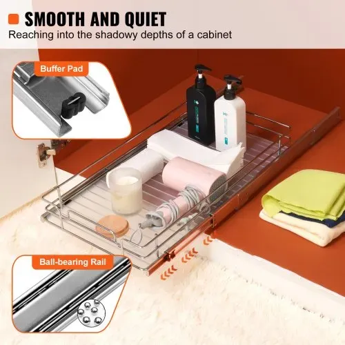 VEVOR ausziehbares Gewürzregal (310x533x85 mm) Spülschrankregal Küchenschrank, Schiebeschublade Waschbecken Gewürzregal Schrank Organizer Unterschrankregal 340x563x185 mm (Einbaumaße) – Bild 2
