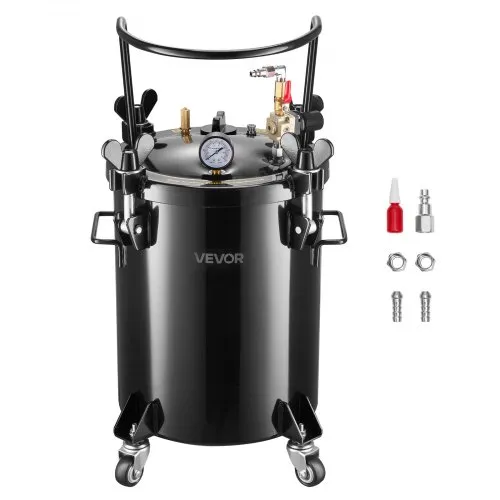 VEVOR Druckbehälter für Sprühfarbe, 30 L Drucktank aus Stahl mit 2 Anschlüssen (EU/AU) für Heimgebrauch Heimwerkerarbeiten Kunstkreationen, Farbbehälter mit großem Durchmesser & 4 Rollen VEVOR Druckbehälter für Sprühfarbe, 30 L Drucktank aus Stahl mit 2 Anschlüssen (EU/AU) für Heimgebrauch Heimwerkerarbeiten Kunstkreationen, Farbbehälter mit großem Durchmesser & 4 Rollen