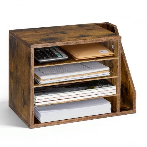 VEVOR Briefablage mit 4 Fächern & Herausnehmbaren Regalböden, Dokumentenablage aus Holz mit Stehsammler, Aktenhalter für Büro Klassenzimmer, Literaturorganizer für Akten Dokumenten Papier, Braun VEVOR Briefablage mit 4 Fächern & Herausnehmbaren Regalböden, Dokumentenablage aus Holz mit Stehsammler, Aktenhalter für Büro Klassenzimmer, Literaturorganizer für Akten Dokumenten Papier, Braun