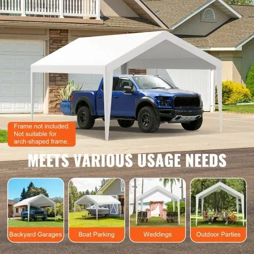 VEVOR Carport-Garagenzelt, 3 x 6 m, Garagendachzelt, wasserdicht und UV-geschützt, einfache Installation mit Spanngurten, weiß (nur Dachabdeckung, Rahmen nicht im Lieferumfang enthalten) – Bild 6