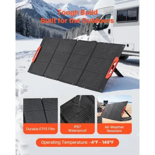 VEVOR Monokristalline Solarmodule 150 W Faltbar, tragbares ETFE-Mono-Solarpanel-Ladegerät mit MC4-Ausgang, Typ-C-, QC3.0-USB- & DC-Anschlüssen, IP67 wasserdicht für Powerstations, Camping & Wandern – Bild 4