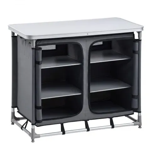 VEVOR Klappbare Campingküche, Tragbarer Campingschrank mit 6 Ablagefächern, Tragetasche & MDF-Tischplatte bis 50 kg Tragkraft, Küchenstation für Picknick, Grillen, Partys, Camping & Wohnmobilreisen – Bild 8