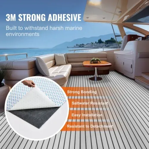 VEVOR Bootsboden, EVA-Schaum-Bootsdeck, 2400 x 1160 x 6 mm, rutschfester, selbstklebender Bodenbelag, 27840 cm² großer Meeresteppich für Boote, Yachten, Pontons, Kajakdecks – Bild 2