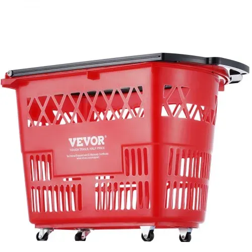 VEVOR Einkaufskörbe, 6 Stück, 39 l Einkaufswagen mit Griffen, rollender Einkaufskorb aus Kunststoff mit Rädern, großes tragbares Einkaufskorb-Set für Supermärkte, Einzelhandelsgeschäfte – Bild 9