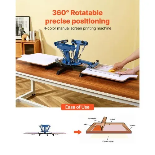 VEVOR Siebdruckmaschine 4-Farben 2-Stationen-Siebdruckpresse 540×450 mm, 360° Drehbar Präzise Positionierung Pulverbeschichteter Kohlenstoffstahl für T-Shirt-DIY, Heim- & Gewerbekunden VEVOR Siebdruckmaschine 4-Farben 2-Stationen-Siebdruckpresse 540×450 mm, 360° Drehbar Präzise Positionierung Pulverbeschichteter Kohlenstoffstahl für T-Shirt-DIY, Heim- & Gewerbekunden