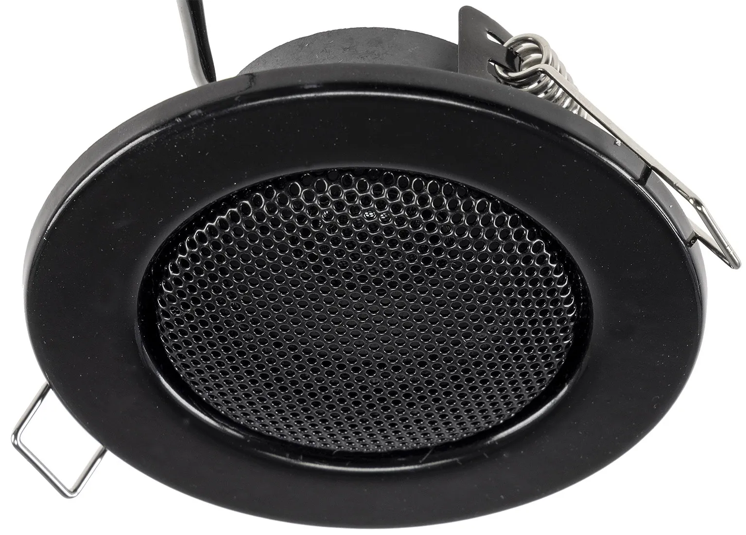 Decken-Einbaulautsprecher „CTE-8W“ Halogen-Look, 8cm Ø, 6cm Einbau, schwarz Decken-Einbaulautsprecher „CTE-8W“ Halogen-Look, 8cm Ø, 6cm Einbau, schwarz