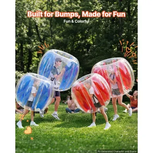 VEVOR 4 x Aufblasbare Bumper Bälle 0,9 m + 1,2 m für Kinder Jugendliche Blau Rot für Garten, Camping, Picknick & Rasen, 0,5 mm Starkes PVC, Heißverschweißte Griffe & Stabil Sitzende Schultergurte VEVOR 4 x Aufblasbare Bumper Bälle 0,9 m + 1,2 m für Kinder Jugendliche Blau Rot für Garten, Camping, Picknick & Rasen, 0,5 mm Starkes PVC, Heißverschweißte Griffe & Stabil Sitzende Schultergurte