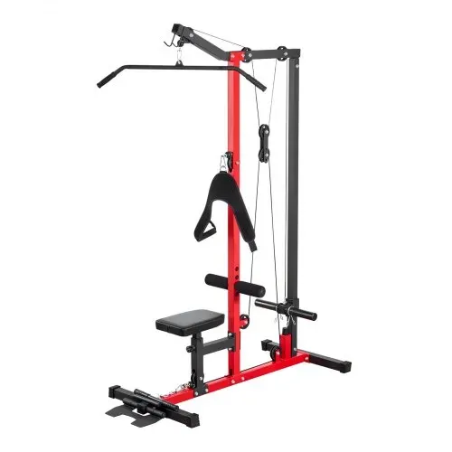 VEVOR Latzugstation, 3-in-1 Latzugturm, Kraftstation mit Latzugstange & Seilzug, bis 181 kg Belastbar, Krafttraining für Rücken Arme Schultern Bauch, Latzugmaschine für Fitnesscenter Zuhause, Schwarz – Bild 9