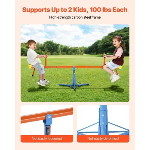 VEVOR Kinderwippe, 45,4 kg Tragkraft pro Sitz, Gartenwippe mit 3-zackigen Stützbeinen, Schaukelwippe, Karussellwippe, 360 Grad drehbar, Spielplatzgerät für Kinder ab 3 Jahren, 1905x620x660 mm – Bild 3