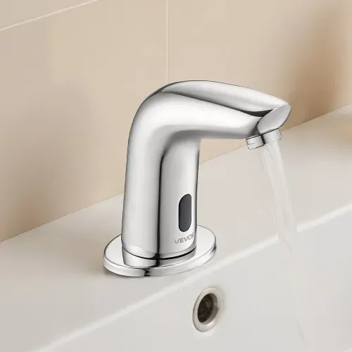 VEVOR berührungsloser Waschtischhahn (verchromtes Silber G112M) Badezimmer, Waschtischarmatur Sensorhahn mit Lochabdeckung, batteriebetriebener Wasserhahn Toilettenhahn Waschbeckenarmatur – Bild 7