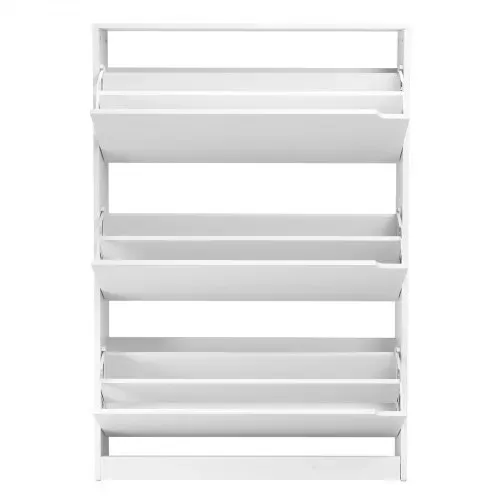 VEVOR Schuhschrank mit 3 Klappen, platzsparender Schuhkipper, freistehender Schuhregal-Organizer für den Eingang Flur Wohnzimmer Veranda, modernes Schuhregal 800 x 220 x 1165 mm Weiß – Bild 8