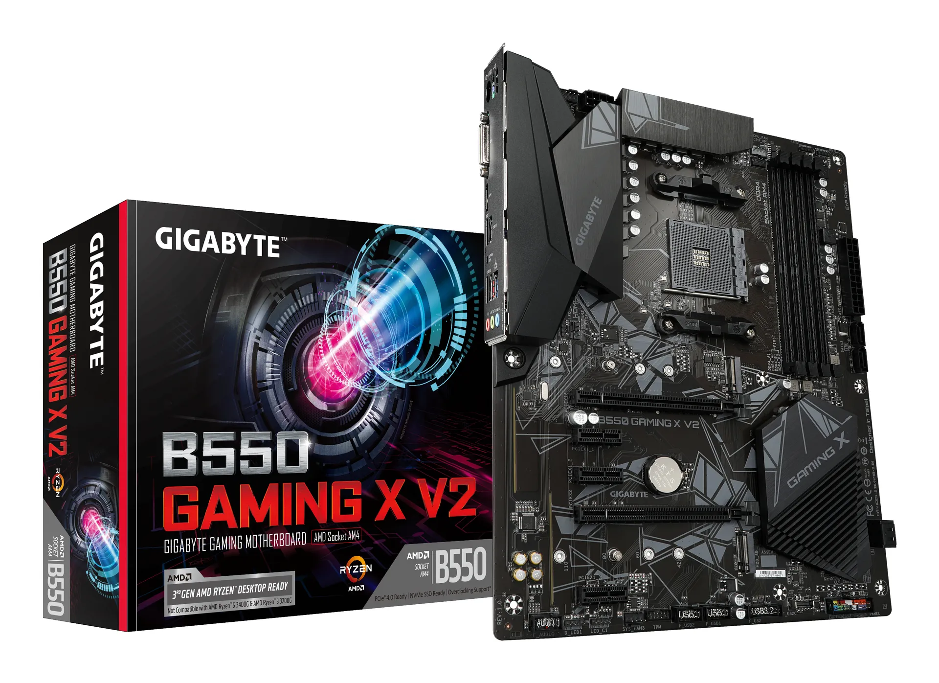 GIGABYTE B550 Gaming X V2 Mainboard – AMD Ryzen 5000 CPUs, 10+3 Phasen VRM, bis zu 4733 MHz DDR4, 1xPCIe 4.0 + 1xPCIe 3.0 M.2, 1GbE LAN, USB 3.2 Gen 2 GIGABYTE B550 Gaming X V2 Mainboard – AMD Ryzen 5000 CPUs, 10+3 Phasen VRM, bis zu 4733 MHz DDR4, 1xPCIe 4.0 + 1xPCIe 3.0 M.2, 1GbE LAN, USB 3.2 Gen 2