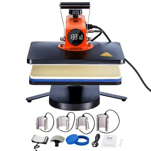 VEVOR Hitzepresse - 8-in-1-Hitzepresse-Sublimationsmaschine für selbstgemachte T-Shirts/Hüte/Becher/Wärmeübertragungsprojekte, 12 x 15 Multifunktions-Hitzepresse zum Wegschwenken mit 360°-Drehung – Bild 8