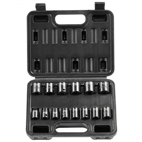 VEVOR 3/8-Zoll-Schlagsteckschlüsselsatz, 14-teiliger flacher Steckschlüsselsatz metrisch 7–20 mm, 6-Punkt-Cr-Mo-Legierungsstahl für Autoreparatur, leicht lesbare Größenmarkierungen, robuste Konstruktion, inklusive Aufbewahrungskoffer – Bild 10