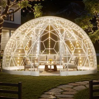 VEVOR Gartenkuppel, 4,57×2,9 m großes transparentes Blasenzelt für 10–14 Personen, geodätisches Kuppelgewächshaus mit Fenster, PVC-Zelt für Hinterhof, Terrasse, Camping, Party, Hochzeit VEVOR Gartenkuppel, 4,57×2,9 m großes transparentes Blasenzelt für 10–14 Personen, geodätisches Kuppelgewächshaus mit Fenster, PVC-Zelt für Hinterhof, Terrasse, Camping, Party, Hochzeit
