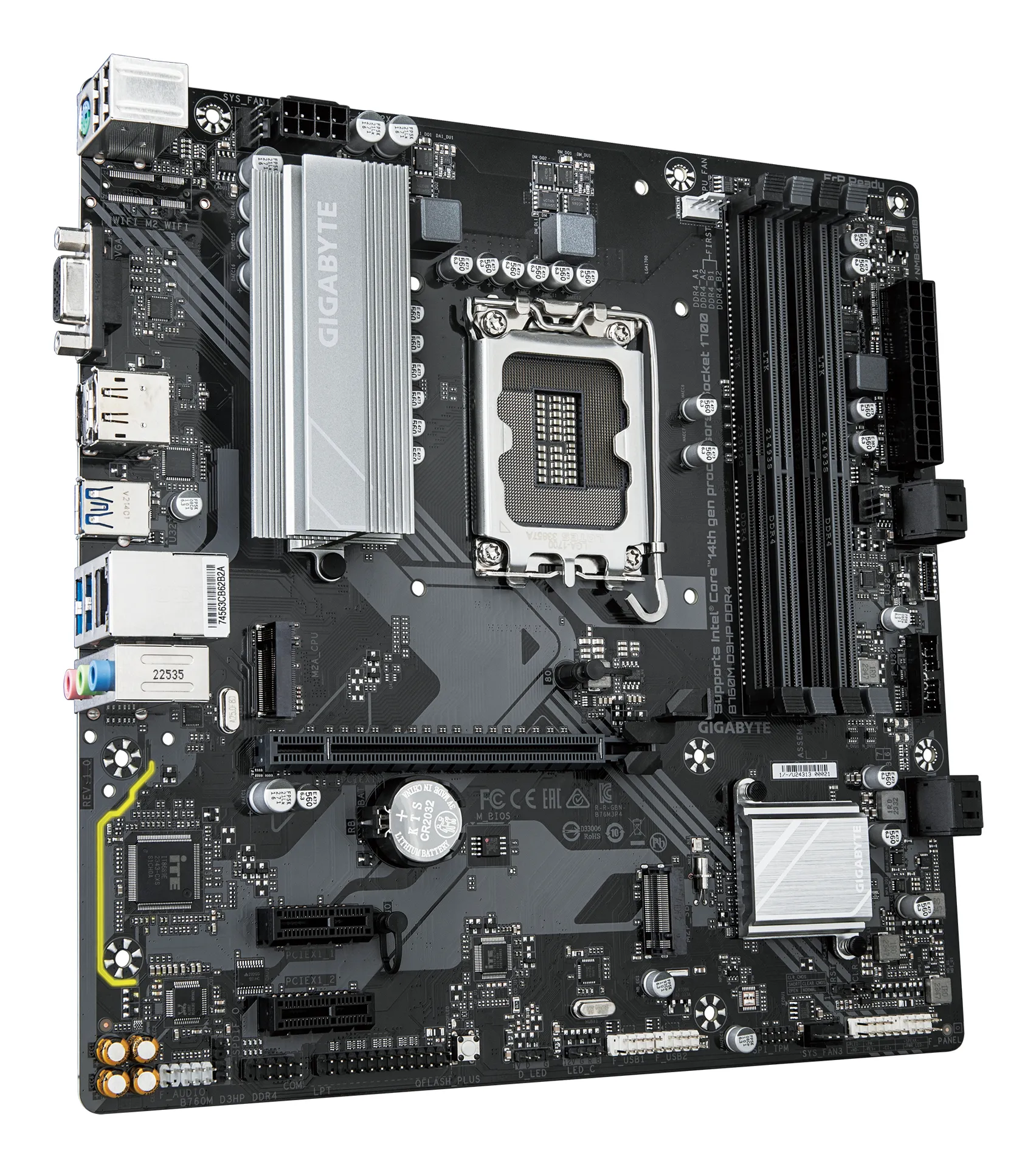 GIGABYTE B760M D3HP DDR4 Motherboard - Unterstützt Intel Core 14. Generation CPUs, 4+1+1 Phasen Digital VRM, bis zu 5333MHz DDR4 (OC), 2xPCIe 4.0 M.2, GbE LAN, USB 3.2 Gen1 – Bild 3