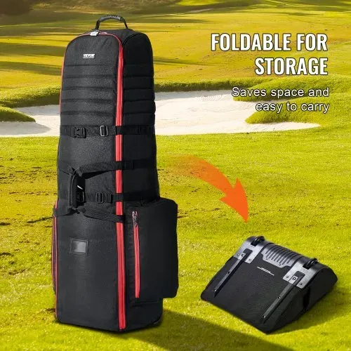 VEVOR Golf Reisetasche Golfgepäck mit Rädern, strapazierfähiges 1800D-Polyester-Oxford, weiche Golfschläger-Aufbewahrungstasche für Flugzeuge, wasserdicht verschleißfest rot + schwarz – Bild 4
