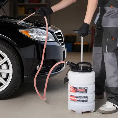 VEVOR Flüssigkeitsabsauger, 9,5 L Fassungsvermögen, Manuelle Ölabsaugpumpe mit Schlauch & Verlängerungsschläuchen, Öltransfersystem mit HDPE-Tank, Pumpenwerkzeug für Autos, Rasenmäher, Boote – Bild 7