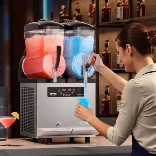 VEVOR kommerzielle Slusheis Maschine 12 L x 2 Doppeltank-Maschine für gefrorene Getränke, 96 Tassen Edelstahl Slush-Eis-Maschine mit Tastenfeld Softeis Maker für Partys Restaurants Cafés Bars – Bild 7