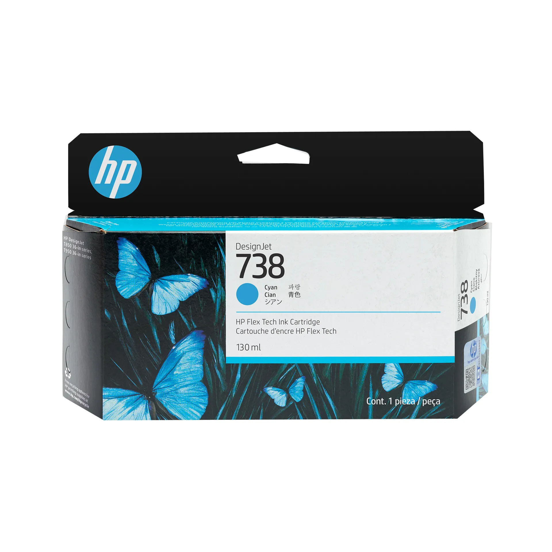 HP 738 DesignJet Druckerpatrone Cyan, 130 ml HP 738 DesignJet Druckerpatrone Cyan, 130 ml