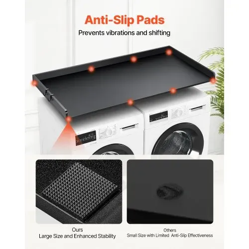 VEVOR Arbeitsplatte für Waschmaschine und Trockner, 1370 x 700 x 69 mm Holzarbeitsplatte wasserabweisende Waschmaschinenabdeckung mit Anti-Rutsch-Pads, für Aufbewahrung in der Waschküche, schwarz – Bild 4