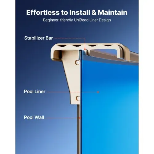 VEVOR Poolinnenfolie, 3,75x7,32 m Poolfolie für 120 cm Wandhöhe, Schwimmbadfolie aus PVC, Innenhülle 0,4 mm Stärke, Ersatzfolie UniBead, Geeignet für Oberirdische Pools mit Stahlwänden, Blau – Bild 5