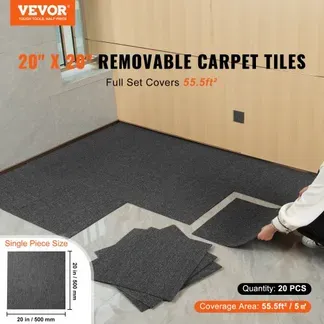 VEVOR Teppichfliesen, 500 x 500 x 5 mm, Teppichboden mit angebrachter Polsterung, weich gepolsterte Teppichfliesen, einfache DIY-Installation für Schlafzimmer und Wohnzimmer (20 Stk., Dunkelgrau) VEVOR Teppichfliesen, 500 x 500 x 5 mm, Teppichboden mit angebrachter Polsterung, weich gepolsterte Teppichfliesen, einfache DIY-Installation für Schlafzimmer und Wohnzimmer (20 Stk., Dunkelgrau)