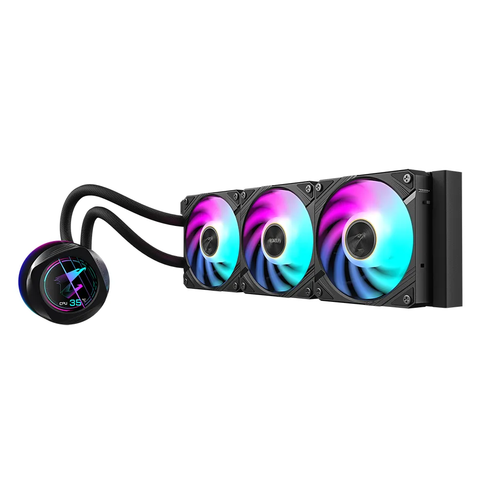 GIGABYTE AORUS WATERFORCE X II 360 AIO Flüssigkeits-CPU-Kühler - 3x120mm ARGB-Lüfter, Vollfarb-LCD, DAISY-CHAIN, kompatibel mit Intel LGA 1851 und AMD AM5 – Bild 3