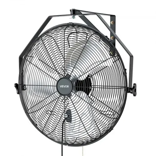 VEVOR 2x 120W Industrieller Wandventilator 60 cm, 7 m/s Oszillierender Wandlüfter mit 3 Stufen & Verstellbarem Neigungswinkel, Gewerblicher Industrieventilator für Werkstatt Garage Lager Gym, Schwarz – Bild 9