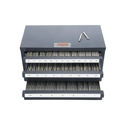 VEVOR Schaftfräser-Spenderschrank, Schaftfräser-Organizer-Schrank mit drei Schubladen für 1/8" bis 1", Stahl-Schaftfräser-Spender-Organizer-Schrank mit Etiketten, Stapelbar mit 29 Fächern – Bild 10