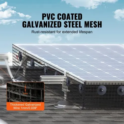 VEVOR Vogelschutz für Solarmodule, 20,3 cm x 30,5 m, Taubenabwehr Solaranlagengitter mit 70 Edelstahl-Verschlüssen, Solarmodul-Schutz mit rostfreier PVC-Beschichtung, 12 mm Drahtrollengeflecht – Bild 2