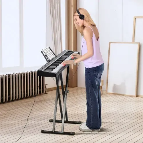 VEVOR Digitales Klavier mit 88 Tasten, halbgewichtete Tasten, Klavierset mit verstellbarem Ständer, integrierten Lautsprechern, Sustain-Pedal, Kopfhörern, Bluetooth, MIDI, USB für Anfänger – Bild 7