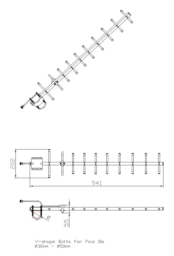 ALLNET Antenne 868MHz 12.5dbi Antenne (N-Female) YAGI ANT-868-12.5dbi-Yagi LoRA/HELIUM/HaLow/IoT – Bild 4