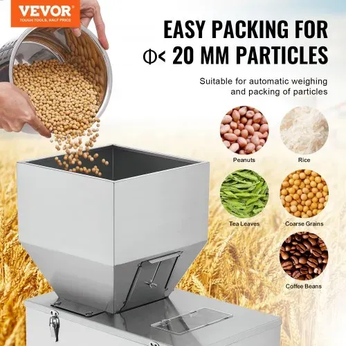 VEVOR Partikelfüllmaschine, 20–5000 g, automatische Füllmaschine mit Fußpedal, Edelstahl-Wiegefüllmaschine, Wiegefüller für Bohnen, Samen, Körner, Tee, Granulatverpackung VEVOR Partikelfüllmaschine, 20–5000 g, automatische Füllmaschine mit Fußpedal, Edelstahl-Wiegefüllmaschine, Wiegefüller für Bohnen, Samen, Körner, Tee, Granulatverpackung
