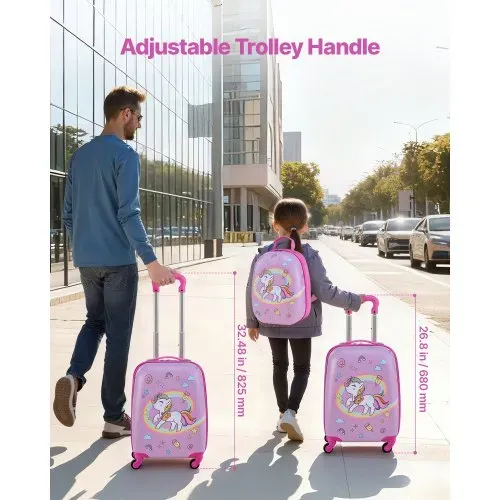 VEVOR 2 tlg. Kinderkoffer Set, 457,2 mm, Hartschalenkoffer mit Rollen & Rucksack, Kindertrolley, Kids Suitcase, perfekte Geschenke für Jungen und Mädchen, praktisch für Reisen & Fliegen (Einhorn) – Bild 4