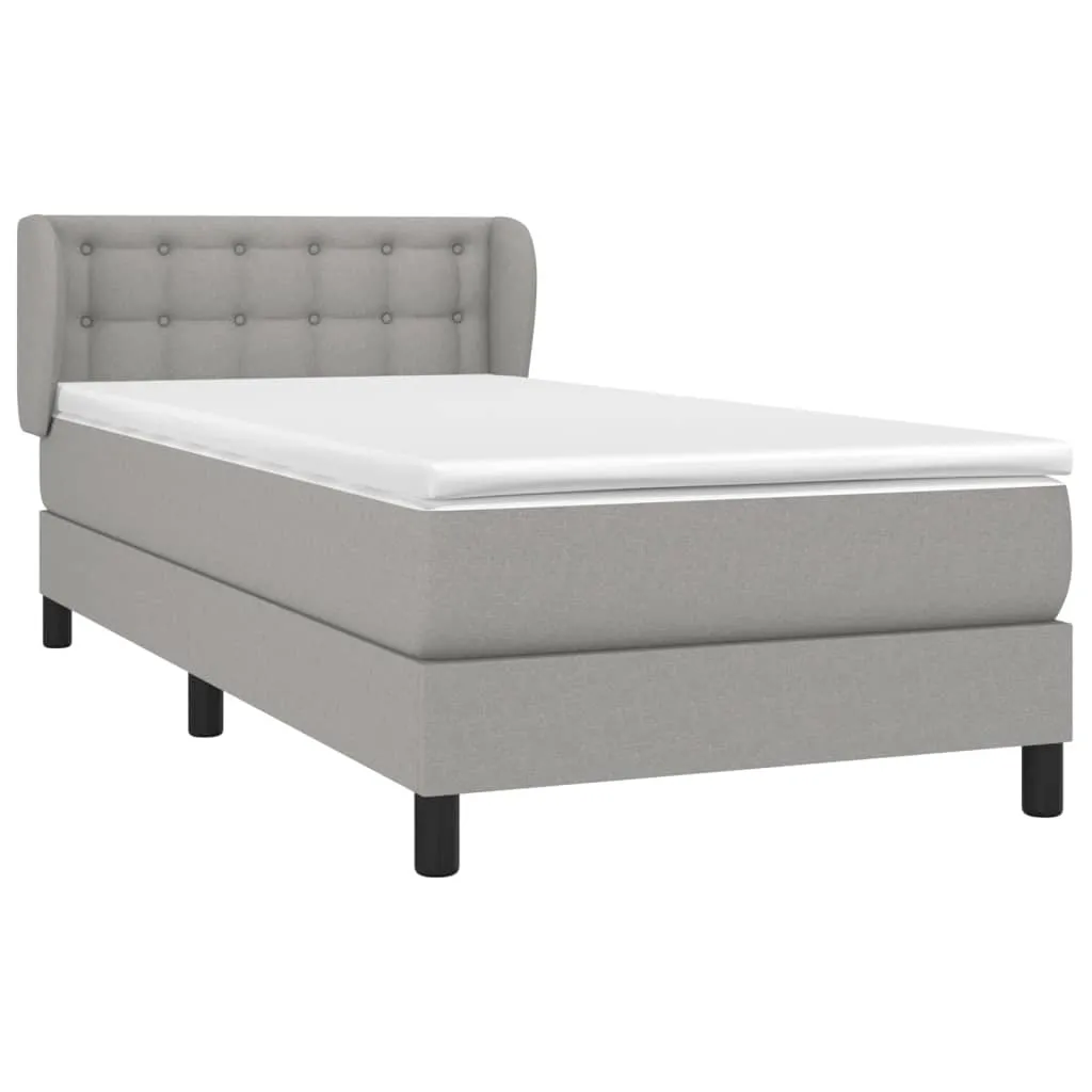 vidaXL Boxspringbett mit Matratze Hellgrau 90x190 cm Stoff – Bild 3
