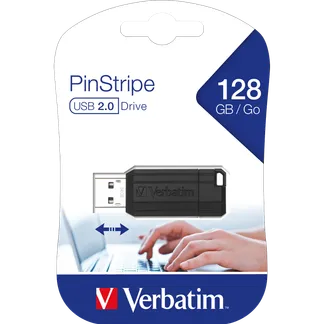 USB 2.0 Stick Verbatim, 128GB Speicher, PinStripe, Schiebemechanismus USB 2.0 Stick Verbatim, 128GB Speicher, PinStripe, Schiebemechanismus