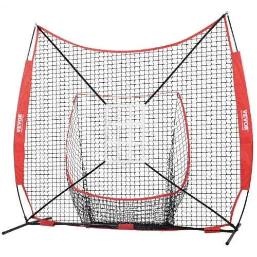 VEVOR 244 x 106 x 211 cm Baseball-Softball-Übungsnetz, Tragbares Baseball-Trainingsnetz zum Schlagen, Fangen, Pitchen, Backstop-Ausrüstung mit Bogenrahmen, Tragetasche, Schlagzone, Bällen, Ballsammler – Bild 8